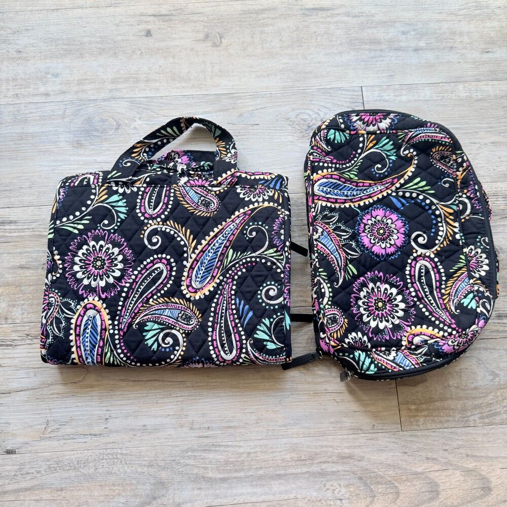 Y2K Vera Bradley Paisley Hanging Travel Organizer Cosmetic Makeup Bag Set Floral